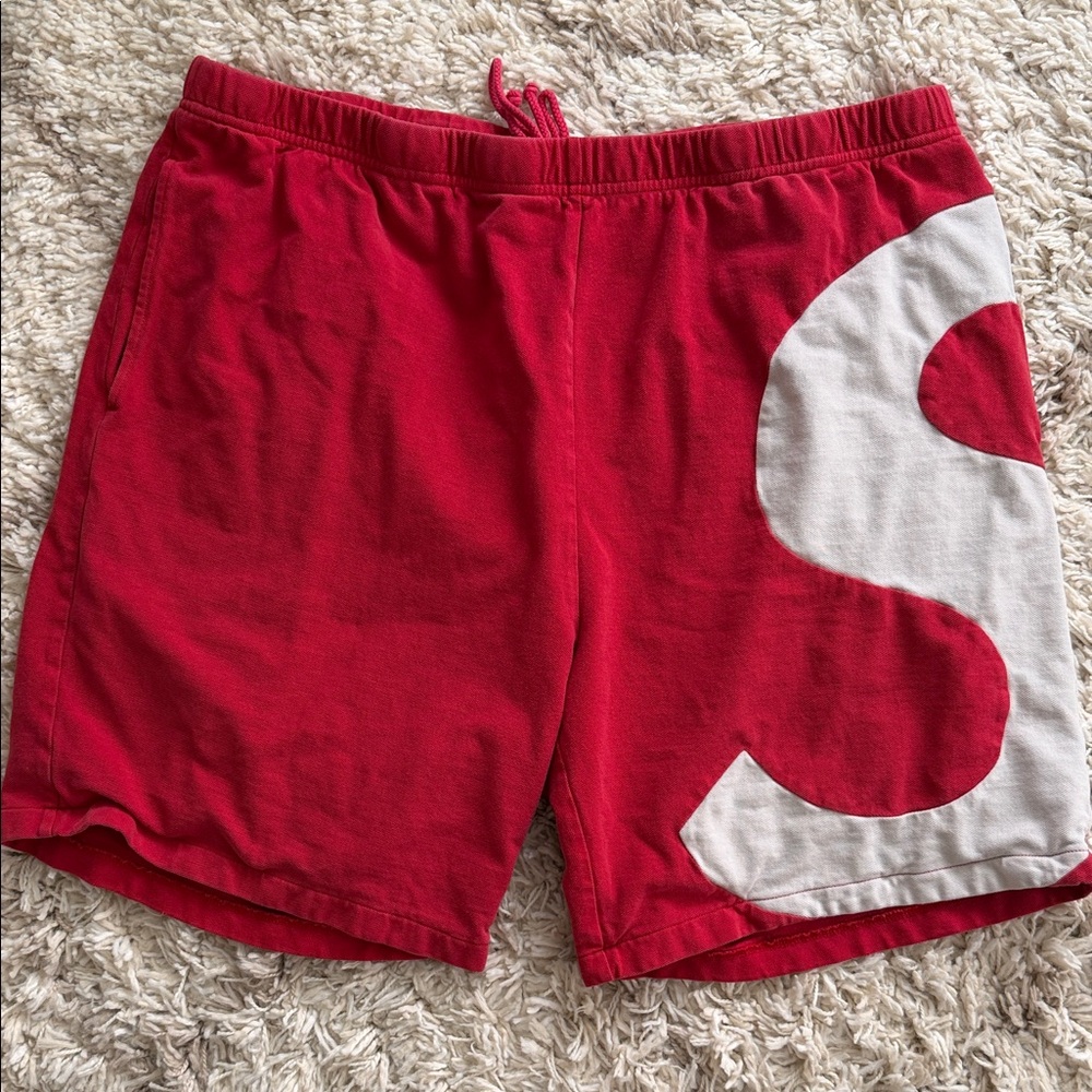 SUPRE Red Athletic Shorts with White S Accent